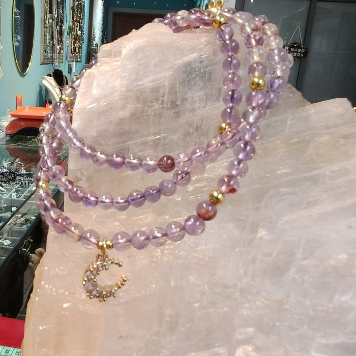 Natural Amethyst Phantom Multi-Wrap Bracelet | Spiritual Protection & Intuition | Crystalvana