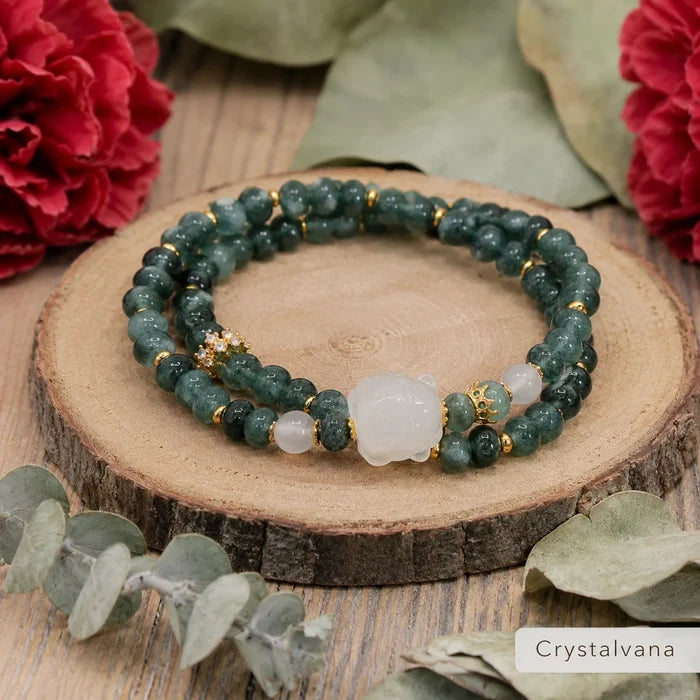 Natural Blue Chalcedony Abacus Bead Double Bracelet Handcraf