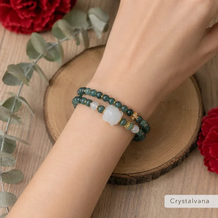 Natural Blue Chalcedony Abacus Bead Double Bracelet Handcraf 2