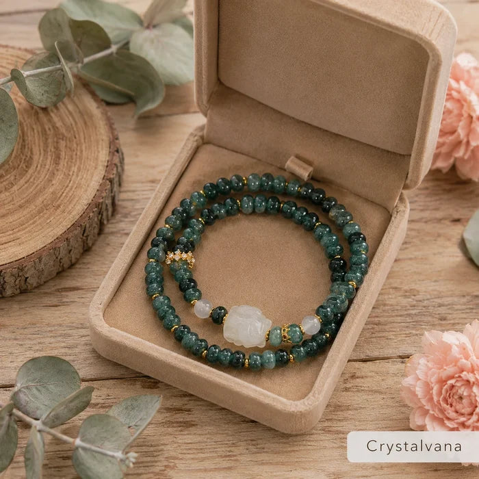 Natural Blue Chalcedony Abacus Bead Double Bracelet Handcraf 8