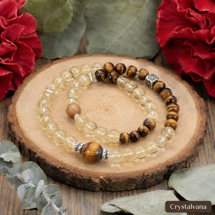Natural Brazilian Citrine 6mm Double Bracelet | Abundance & Solar Energy | Crystalvana