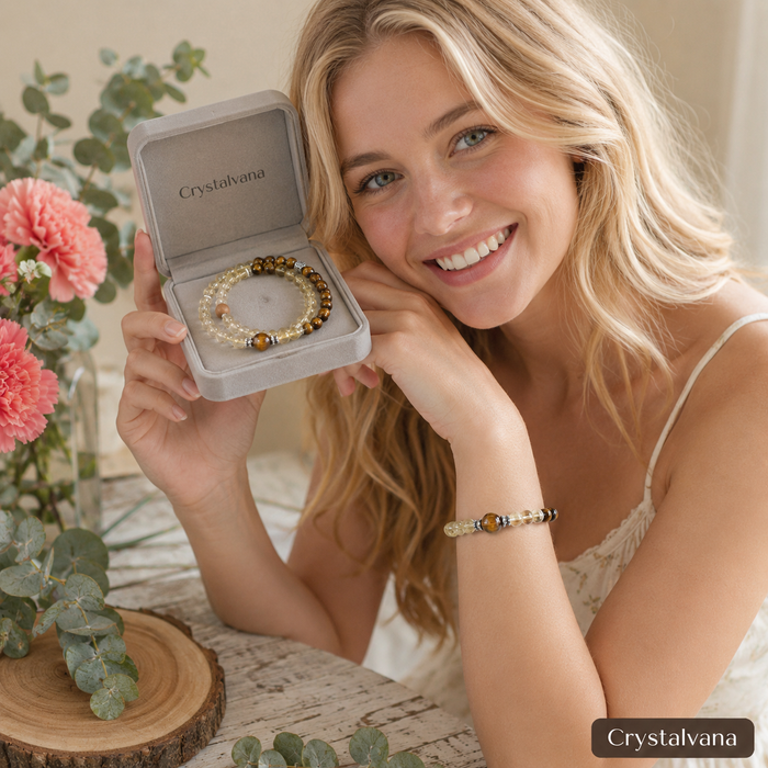Natural Brazilian Citrine 6mm Double Bracelet | Abundance & Solar Energy | Crystalvana