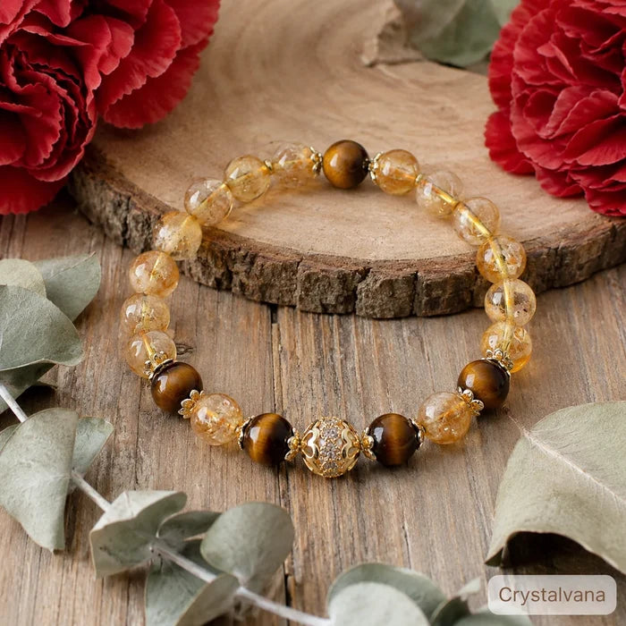 Citrine tiger eye bracelet - full view