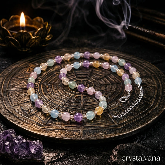 Natural Crystal Multi-Gemstone Bracelet & Necklace Set - Crystalvana