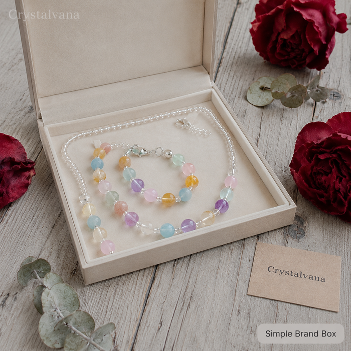 Natural Crystal Multi-Gemstone Bracelet & Necklace Set - Crystalvana