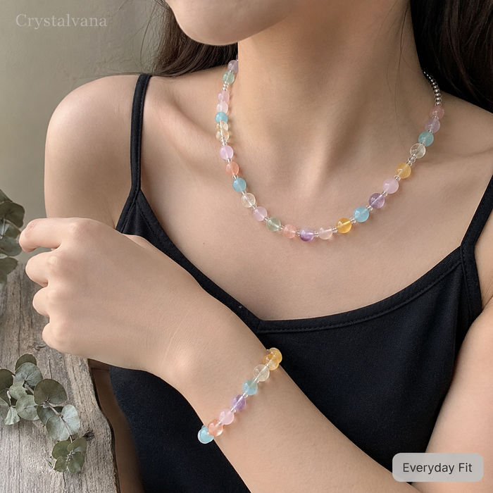 Natural Crystal Multi-Gemstone Bracelet & Necklace Set - Crystalvana