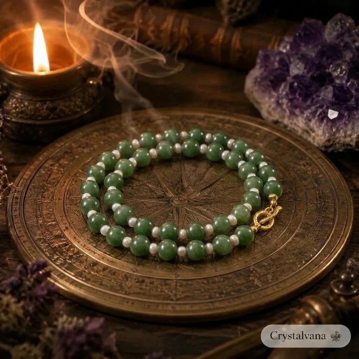 Natural Hetian Jade Cat Eye Pearl Necklace | Harmony, Luck & Elegance | Crystalvana