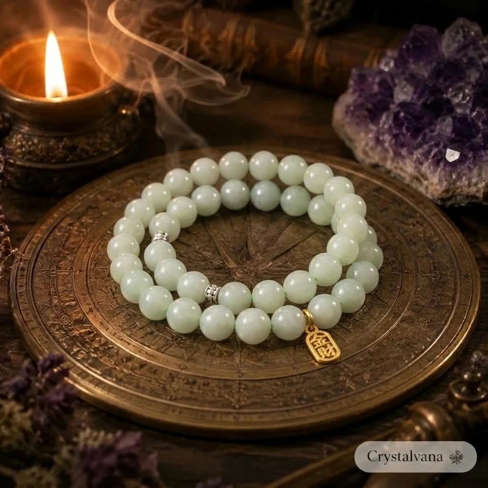 Natural Hetian Jade Qiemo Blue Necklace 10mm | Rare Blue Jade | Crystalvana