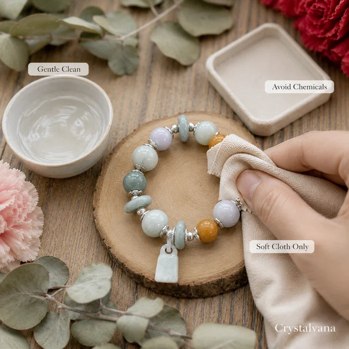 Natural Jade Multi Gemstone Bracelet Peace Button - Crystalvana