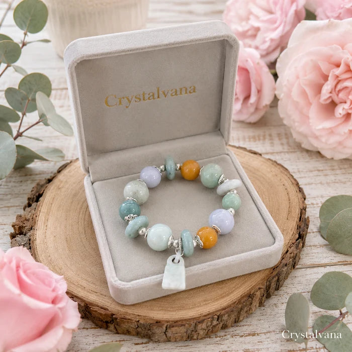 Natural Jade Multi Gemstone Bracelet Peace Button - Crystalvana