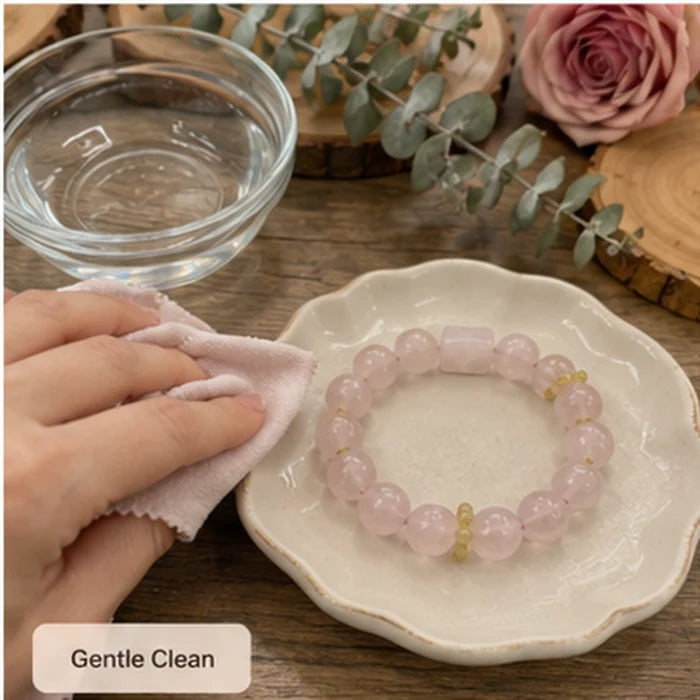 Natural Pink Quartz Gold Rutile 14mm Bracelet | Love & Abundance | Crystalvana
