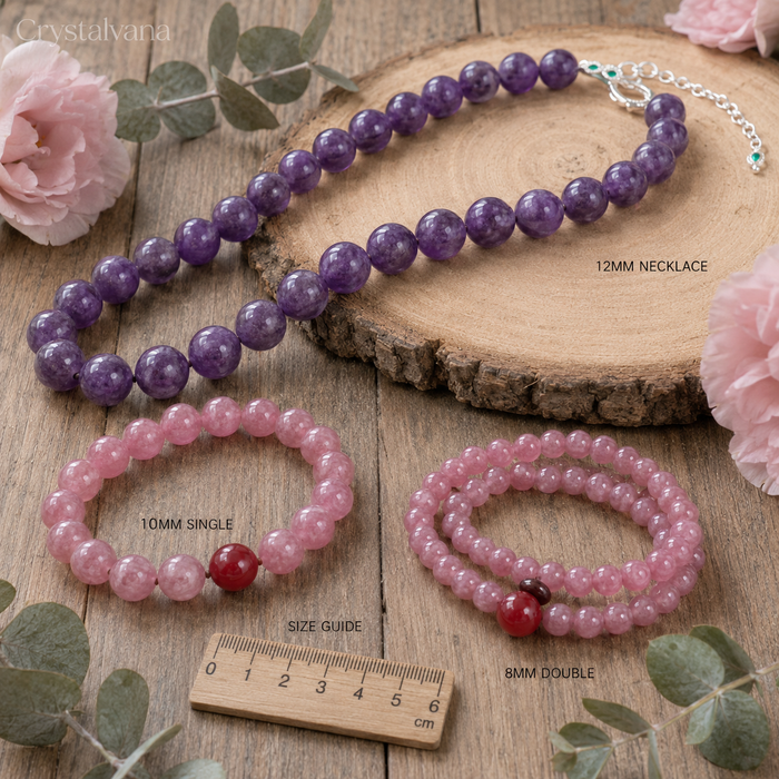 Natural Rose Quartz & Red Agate Crystal Jewelry | Bracelet & Necklace | Crystalvana