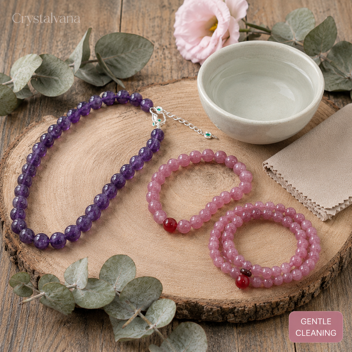 Natural Rose Quartz & Red Agate Crystal Jewelry | Bracelet & Necklace | Crystalvana