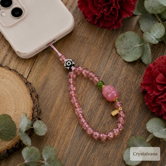 Strawberry Quartz Love Phone Charm