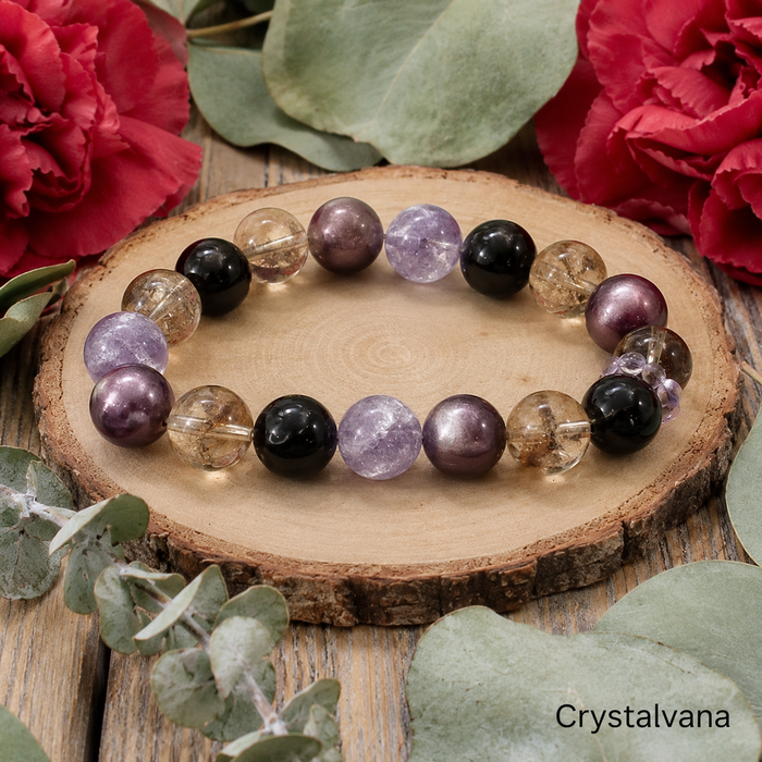 Natural Super Seven Amethyst Multi Bracelet | All 7 Chakras Crystal | Crystalvana