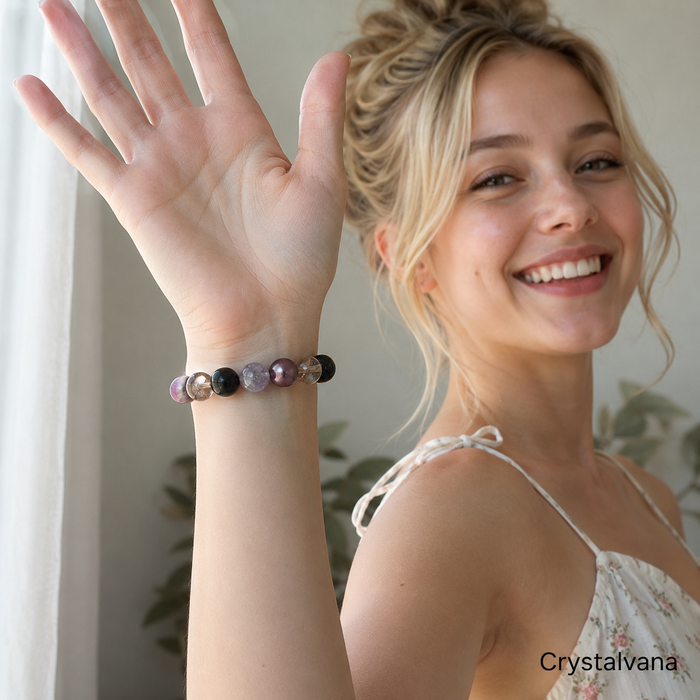 Natural Super Seven Amethyst Multi Bracelet | All 7 Chakras Crystal | Crystalvana
