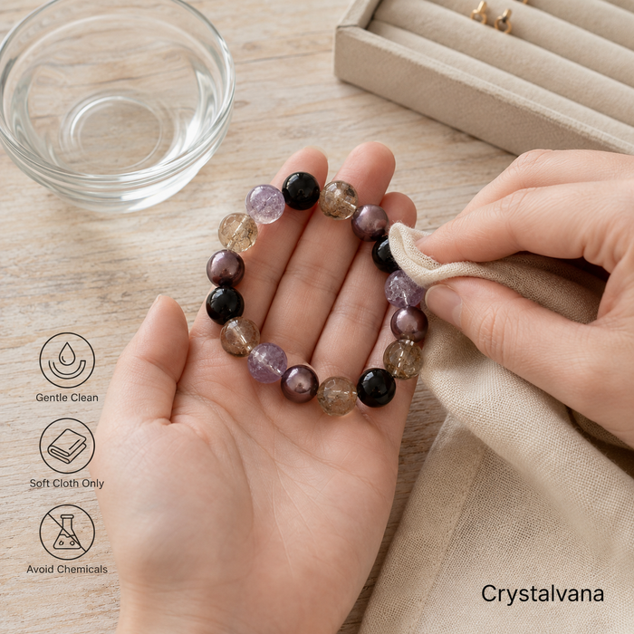 Natural Super Seven Amethyst Multi Bracelet | All 7 Chakras Crystal | Crystalvana