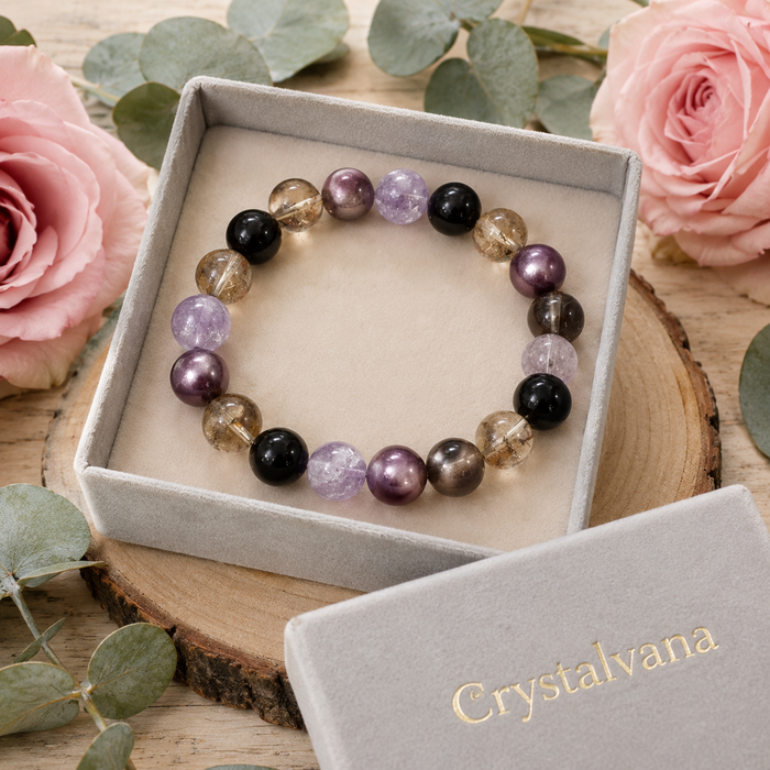 Natural Super Seven Amethyst Multi Bracelet | All 7 Chakras Crystal | Crystalvana