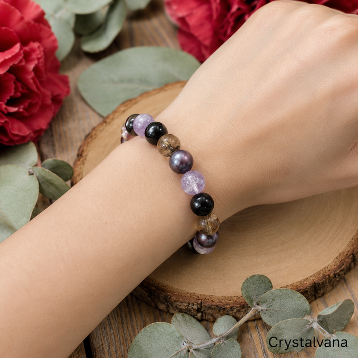 Natural Super Seven Amethyst Multi Bracelet | All 7 Chakras Crystal | Crystalvana
