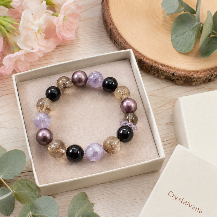 Natural Super Seven Amethyst Multi Bracelet | All 7 Chakras Crystal | Crystalvana