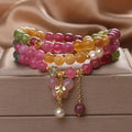 Natural Tourmaline multi-wrap bracelet butterfly pendant crystal jewelry gift by Crystalvana