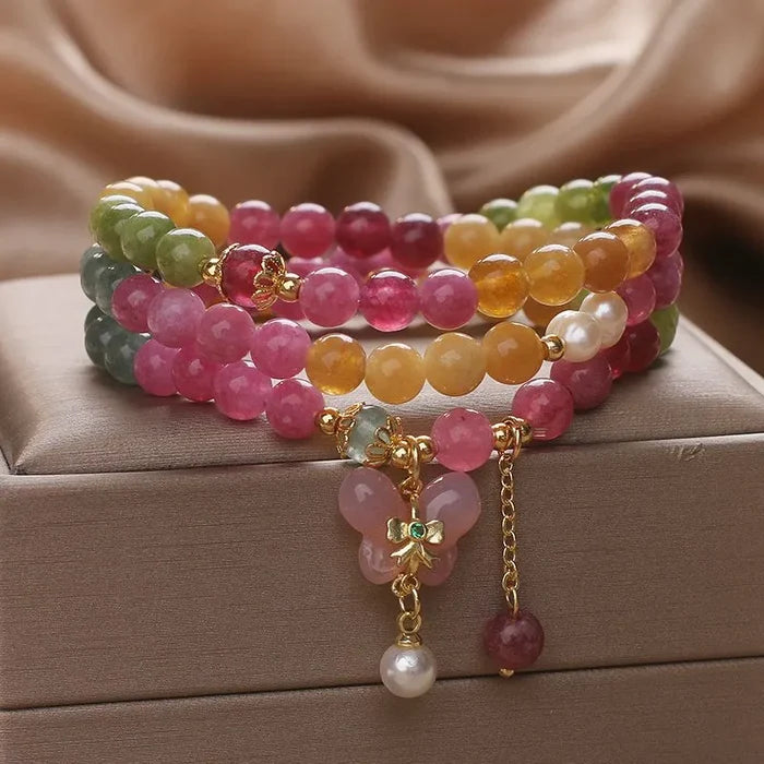 Side angle view of tourmaline bracelet — healing crystal bracelet for positive energy by Crystalvana
