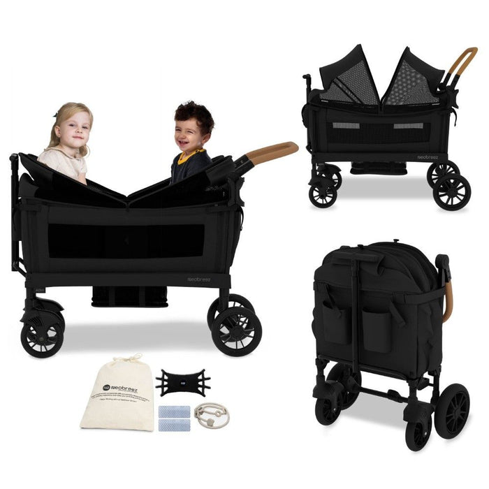 Neobreez Advi Wagon Cargo Push & Pull Foldable Double Stroller (Black)