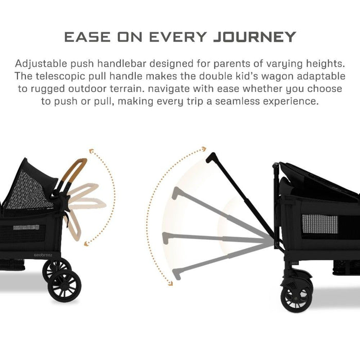 Neobreez Advi Wagon Cargo Push & Pull Foldable Double Stroller (Black)