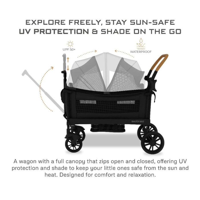 Neobreez Advi Wagon Cargo Push & Pull Foldable Double Stroller (Black)