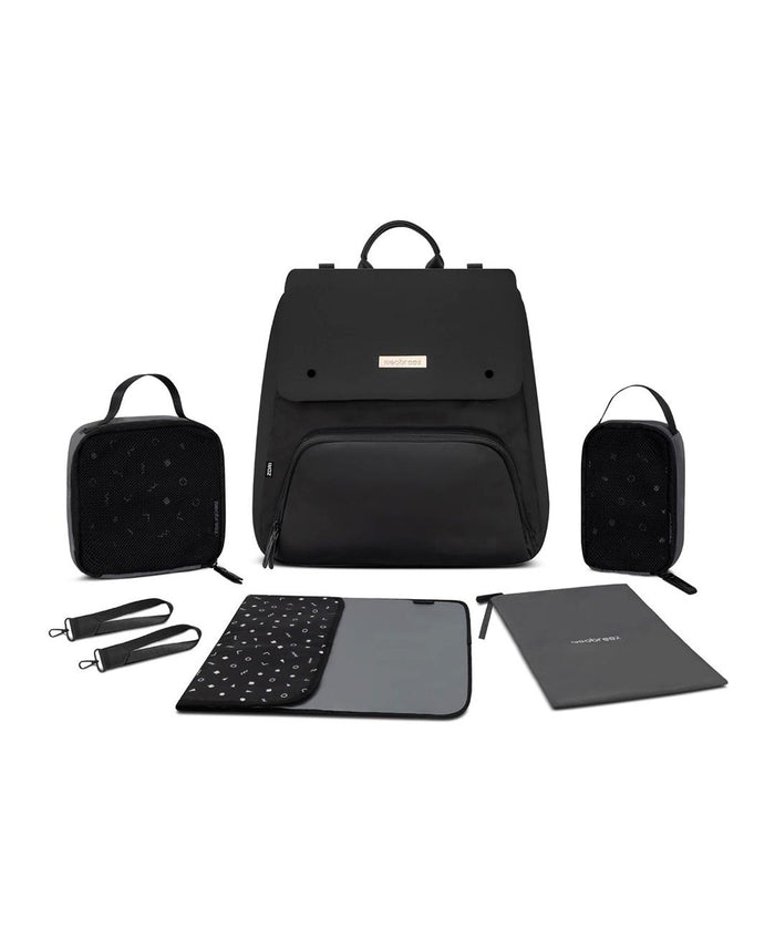 Neobreez Diaper Backpack With Changing Mat, Wet Bag, Pouches Set (Black)