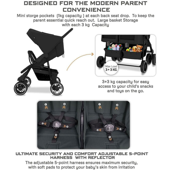 Neobreez Duadx Double Stroller Compact Twin Stroller