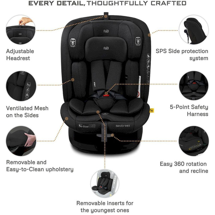 Neobreez I-Vilo 360° Isofix I-Size Car Seat All In 1 (Black)