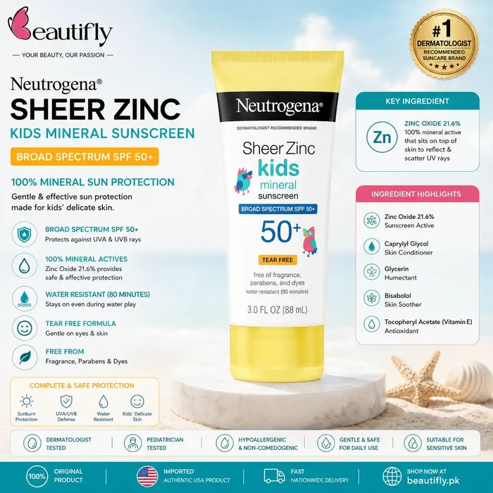 Neutrogena Sheer Zinc Kids Mineral Sunscreen SPF 50+ 88ml