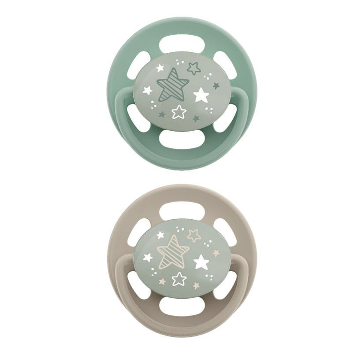 Nip Cherry Round Baby Pacifier Night Glows In The Dark (0-6 Months) - Pack of 2