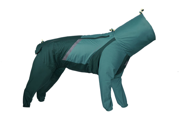 Stock image of the Teal Fjord Overall on a white background.