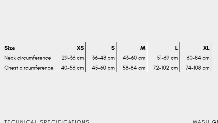 Sizing chart for the Trail Quest Backpack.