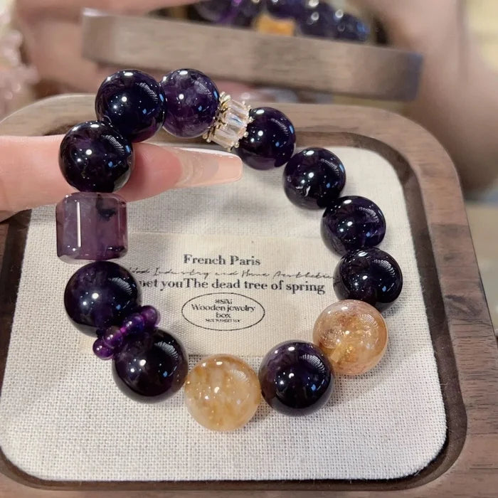 Ocean Dream Amethyst and Citrine multi-stone bracelet for harmony, Crystalvana