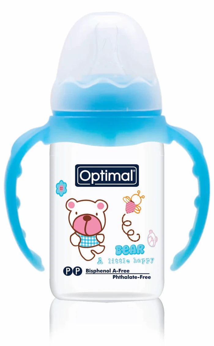 Optimal Narrrow Neck Orthodontic Feeding Bottle With Handle (140ml)