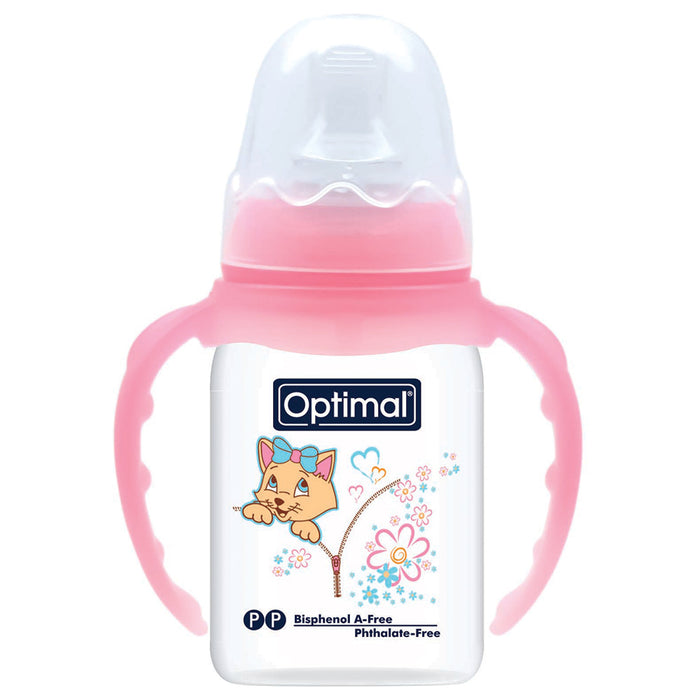 Optimal Narrrow Neck Orthodontic Feeding Bottle With Handle (140ml)