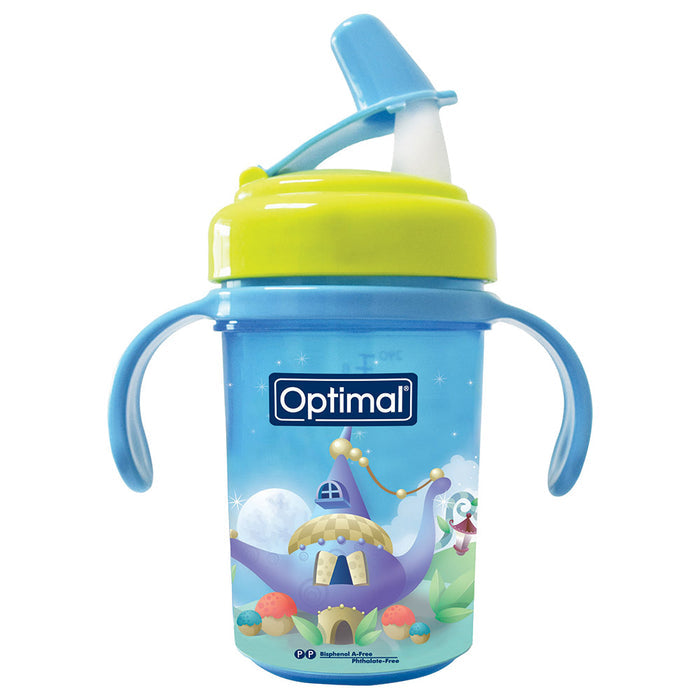 Optimal Non Spill Easy Sip Silicone Spout With Handle (Blue, 240ml)