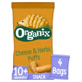 Organix Cheese & Herb Organic Finger Food Toddler Snack Corn Puffs Multipack - Pack of 4 (45g)