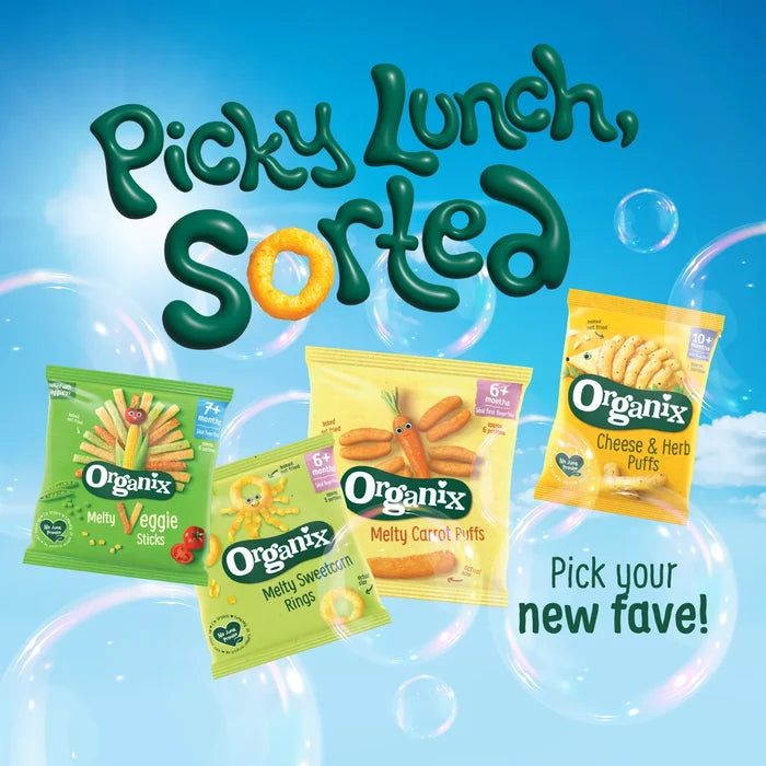 Organix Cheese & Herb Organic Finger Food Toddler Snack Corn Puffs Multipack - Pack of 4 (45g)
