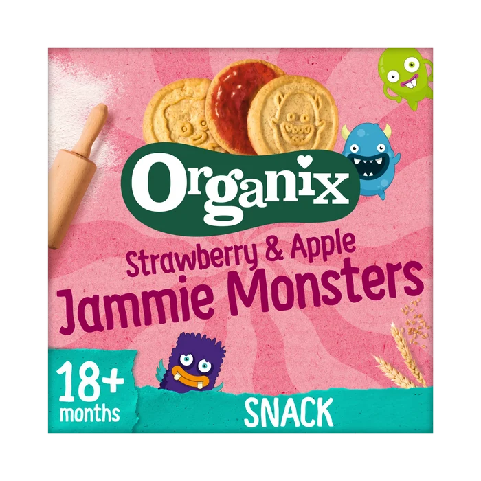 Organix Jammie Monsters Strawberry & Apple Biscuits (64g)