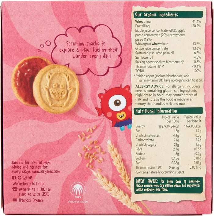 Organix Jammie Monsters Strawberry & Apple Biscuits (64g)