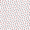 Pattern of black paw prints and red hearts on a white background