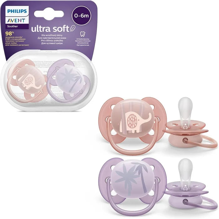 Philips Avent Ultra Soft Pacifier Elephant & Tree - Pack of 2 (0-6 Months)
