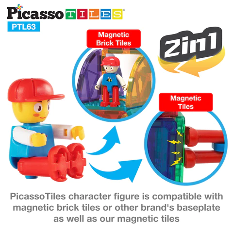 Picasso Magnetic Bricks Tiles (63 Pcs)