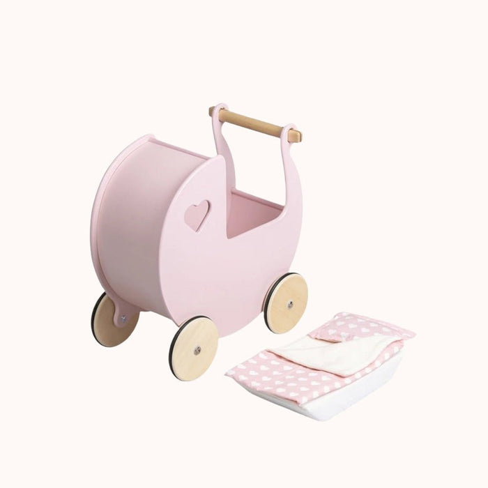 Pink doll stroller bedding set for pretend play and toy pram accessories