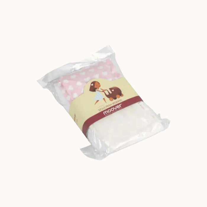 Packaging of the pink doll bedding for pram stroller
