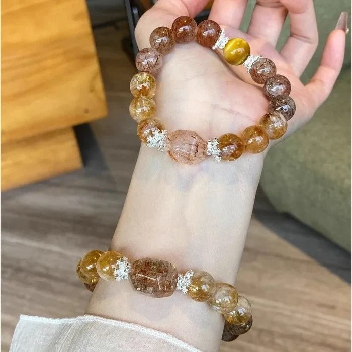 Close-up detail of citrine bracelet beads — healing crystal bracelet for healing and wellness by Crystalvana